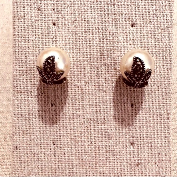 Lord & Taylor Jewelry - Lord & Taylor | Earrings | Marcasite Floral Pearl Stud Earrings